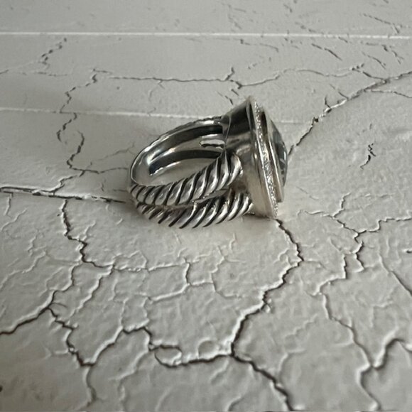 Albion® Ring Sterling Silver with Prasiolite and Diamonds, 11mm - Picture 4 of 7